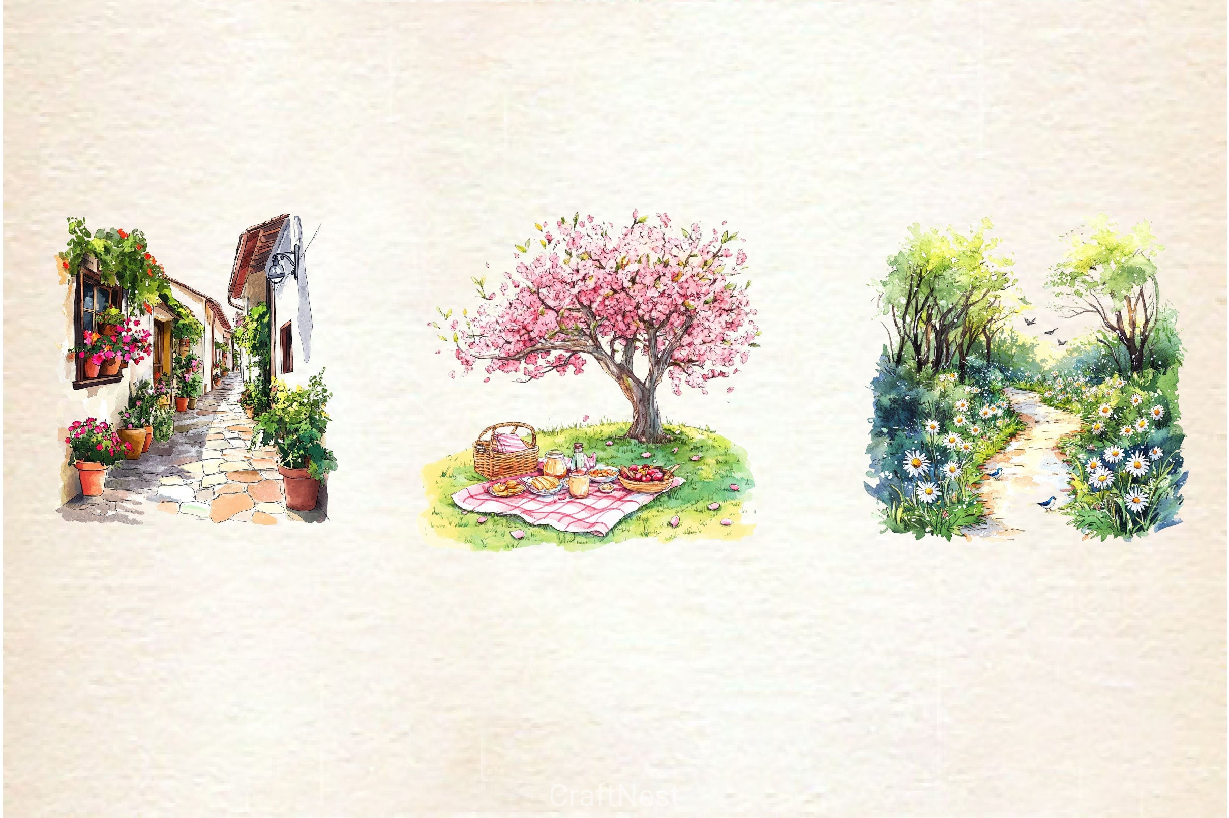 Spring Scenery Clipart Bundle - CraftNest - Digital Crafting and Art