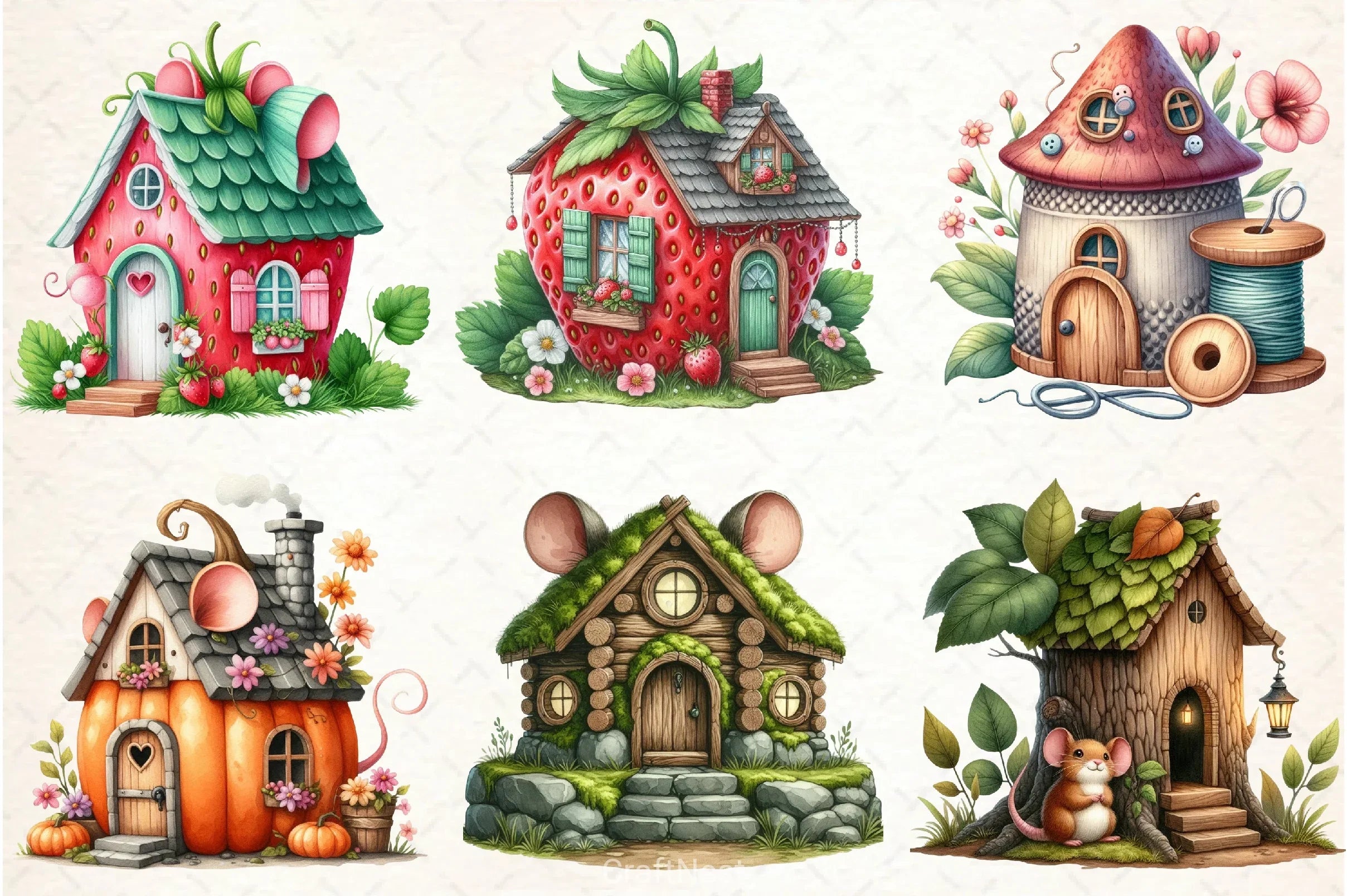 Mouse House Clipart Bundle 2 - CraftNest - Digital Crafting and Art