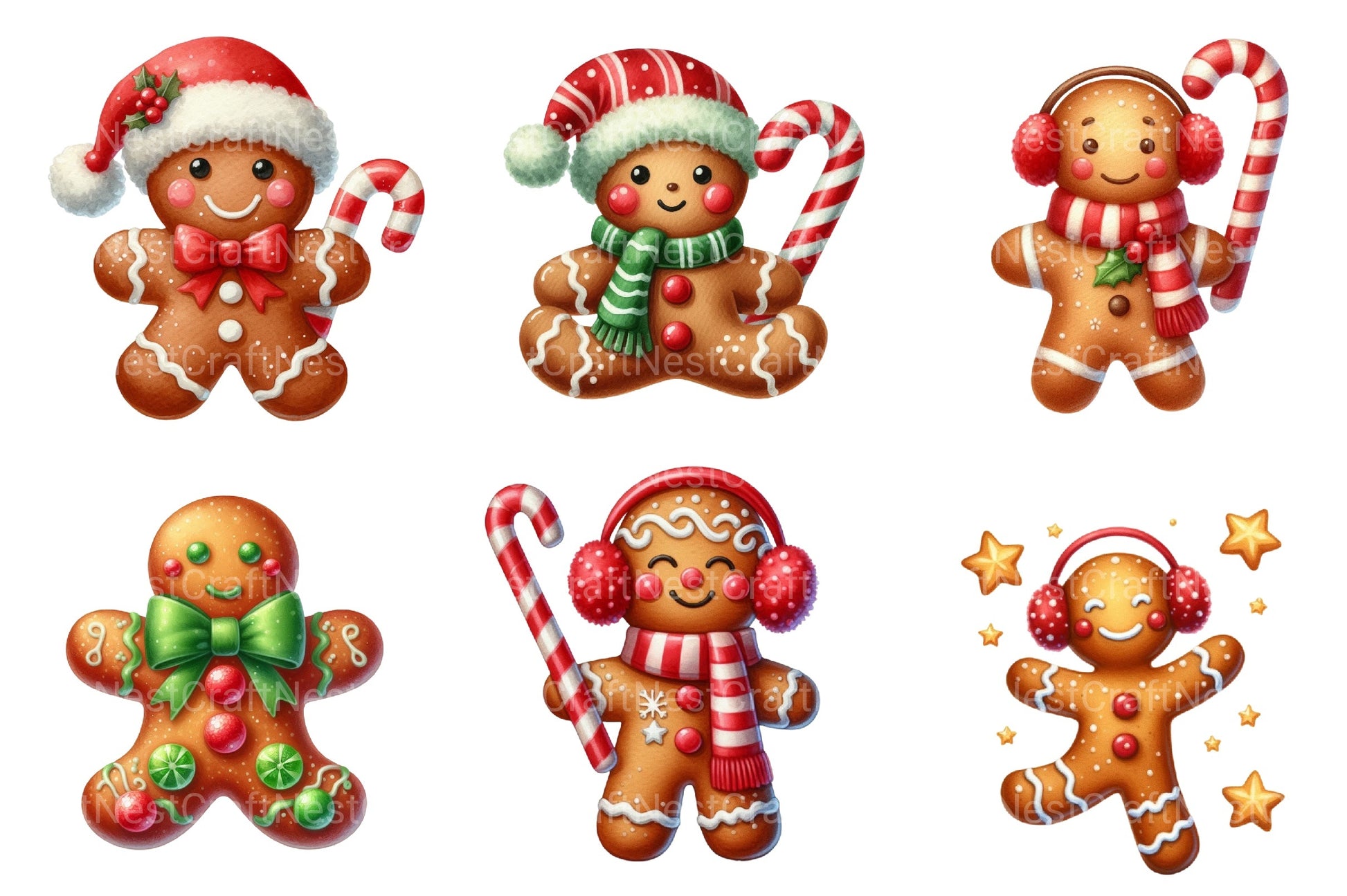 Gingerbread Man Festive Cookie Holiday Printables Christmas Clipart Bundle - CraftNest - Digital Crafting and Art