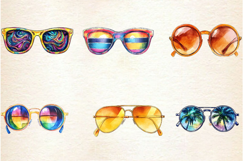 Retro Summer Sunglasses Clipart Bundle - CraftNest - Digital Crafting and Art