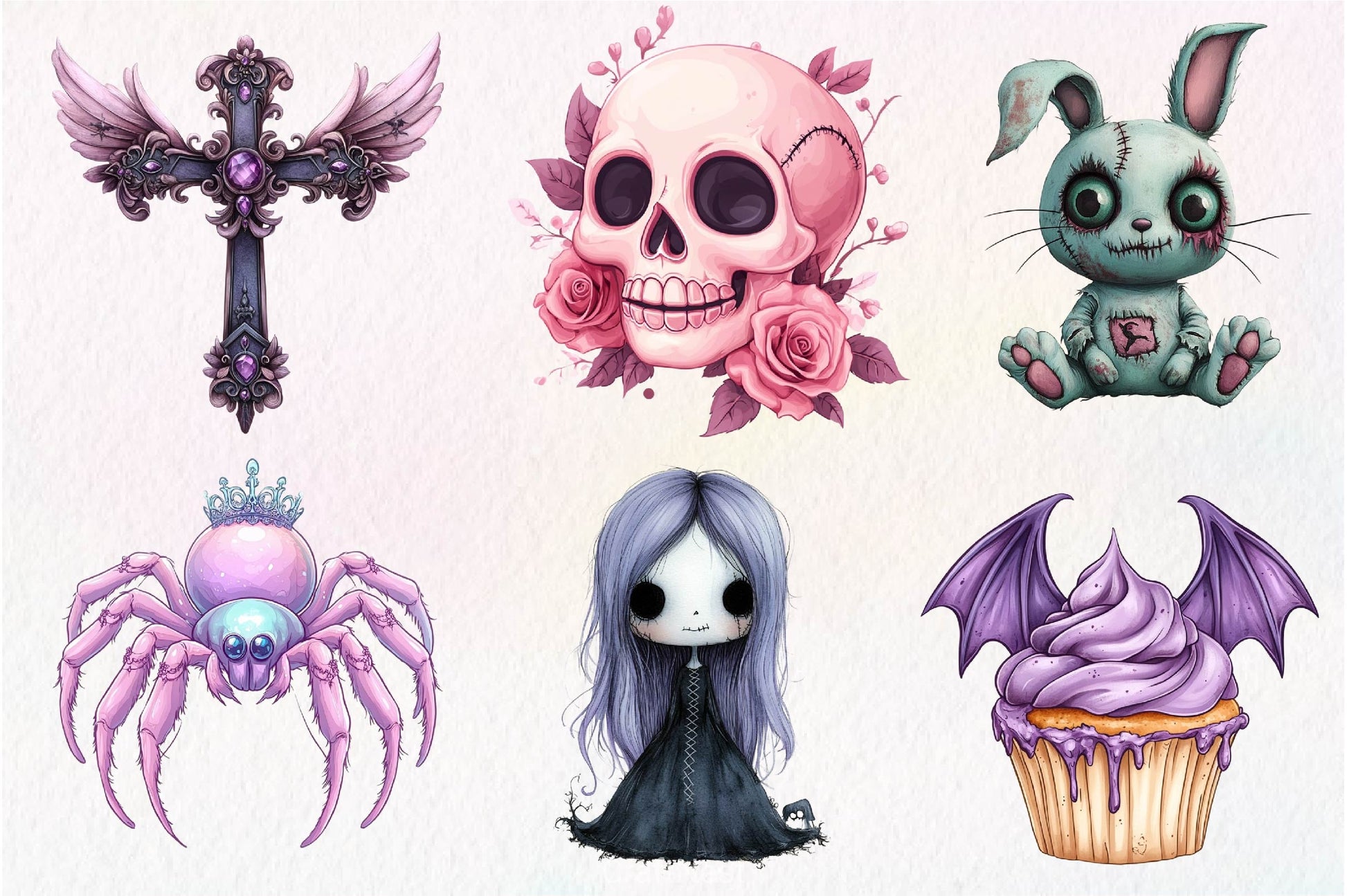 Pastel Gothic Halloween Clipart Bundle - CraftNest - Digital Crafting and Art