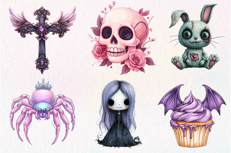 Pastel Gothic Halloween Clipart Bundle - CraftNest - Digital Crafting and Art