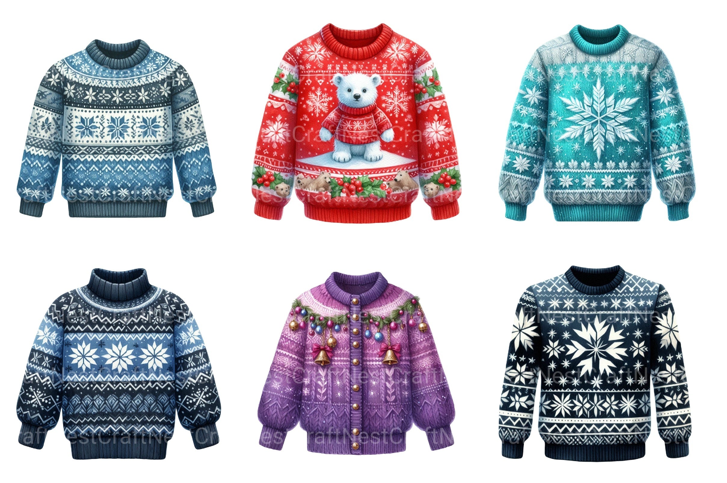Christmas Sweater Pullover Designs Clipart Bundle - CraftNest - Digital Crafting and Art