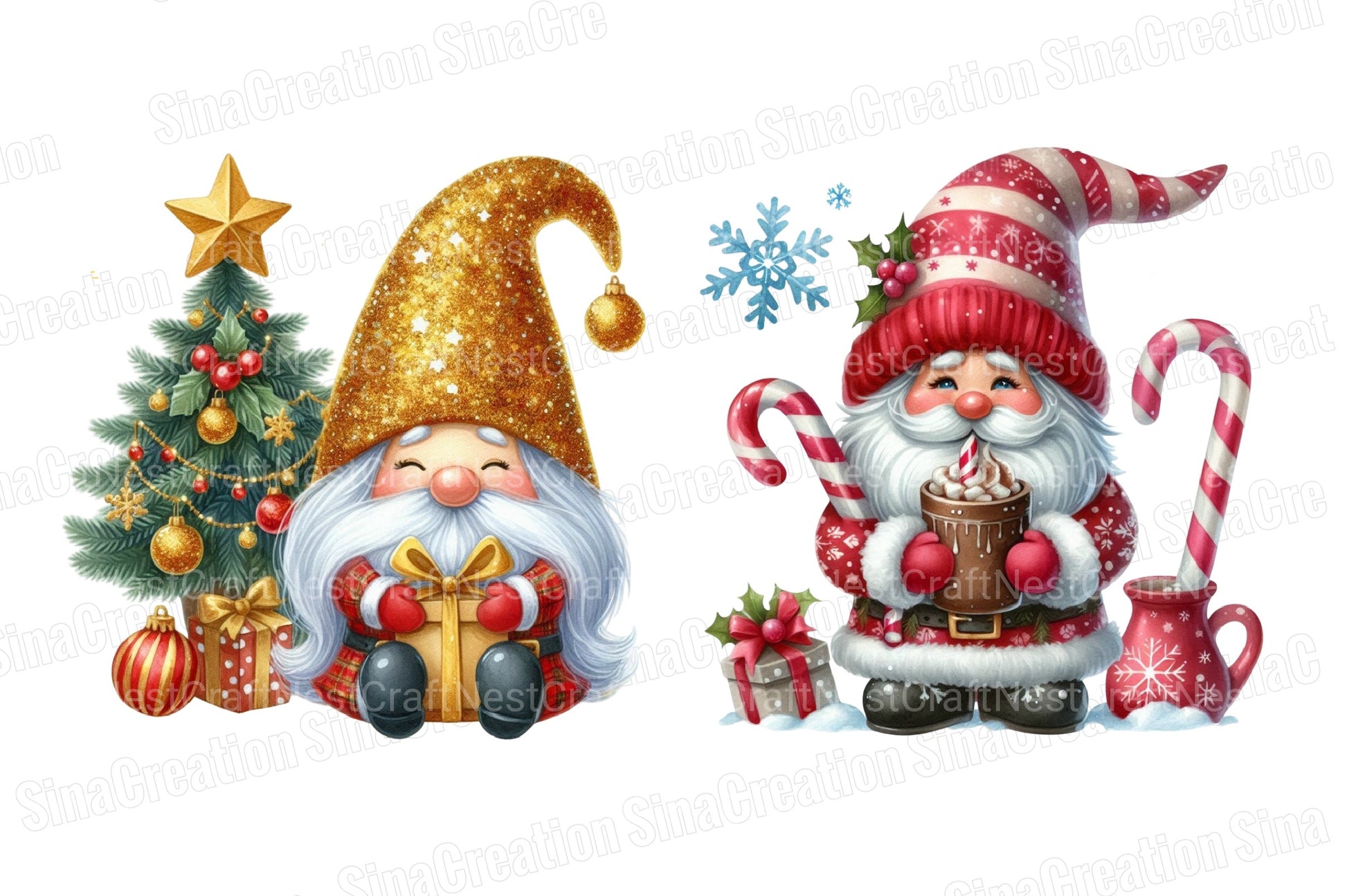 Christmas Gnome Winter Graphics Clipart Bundle - CraftNest - Digital Crafting and Art
