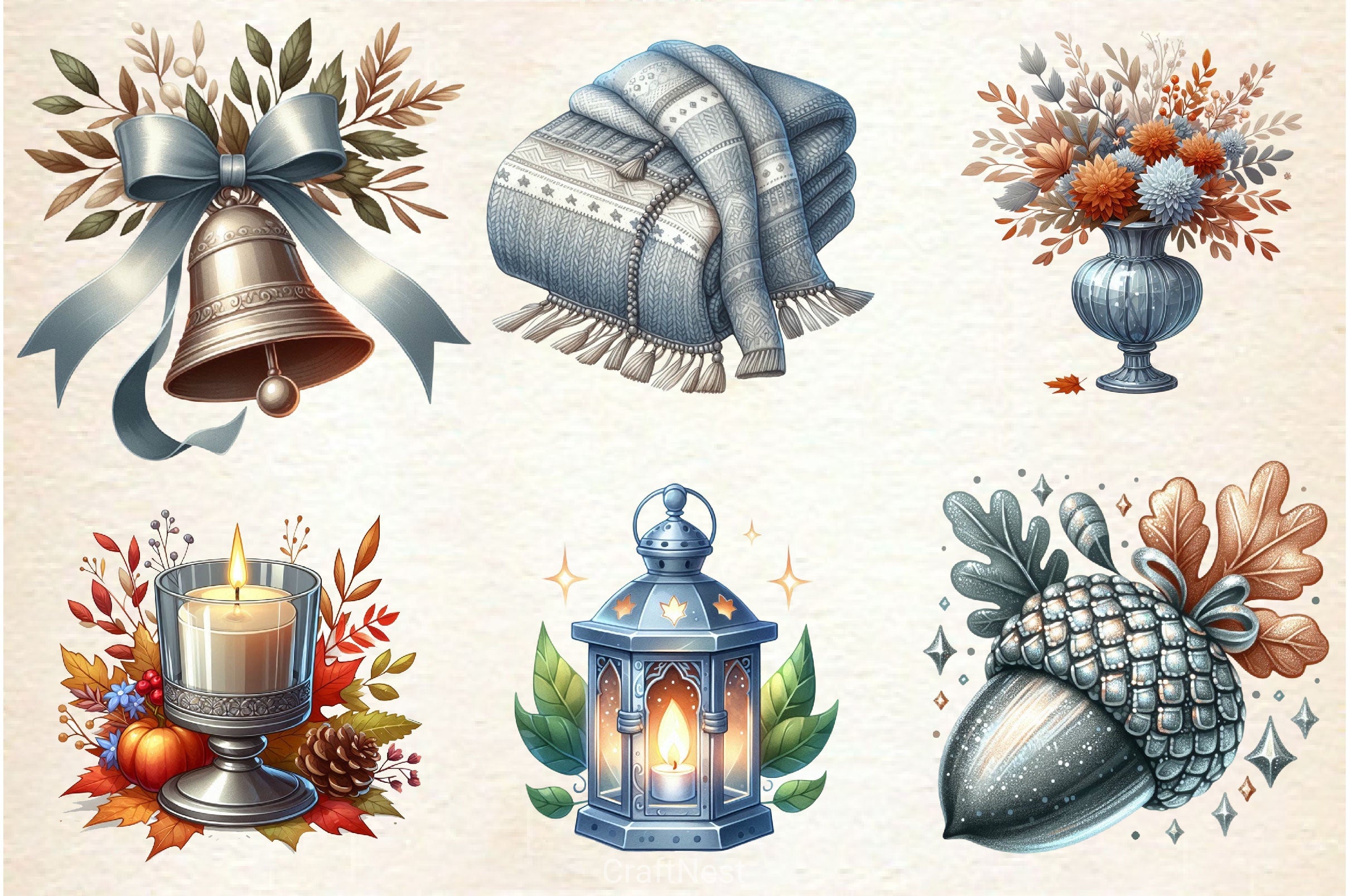 Silver Autumn Clipart Bundle 3 - CraftNest - Digital Crafting and Art