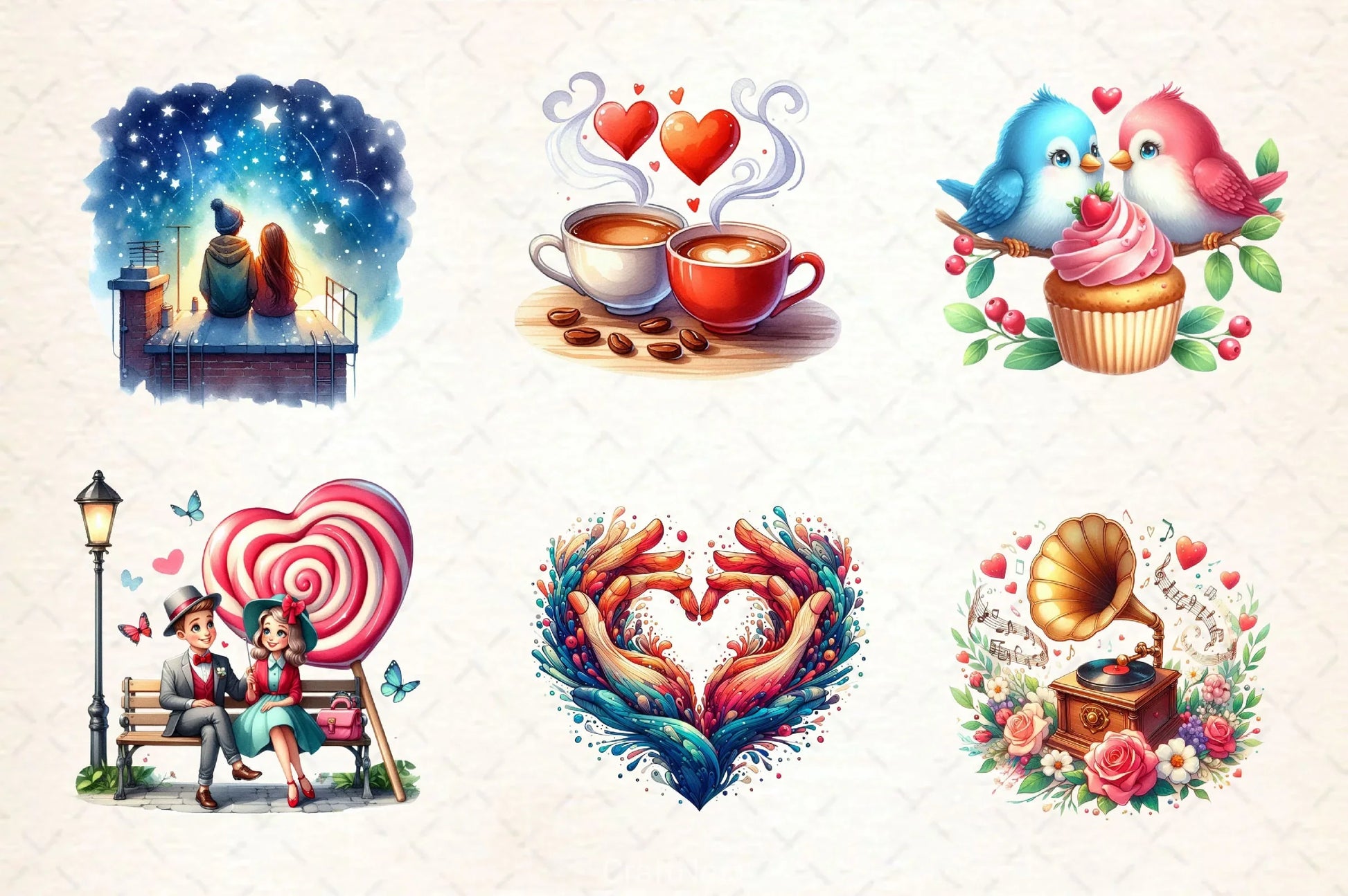 Retro Valentine's Clipart Bundle - CraftNest - Digital Crafting and Art