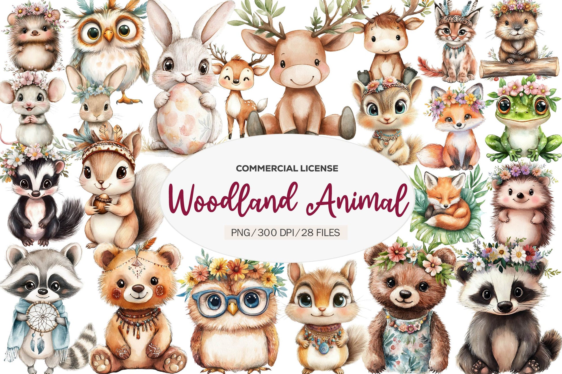 Boho Woodland Animal Baby Animals Clipart Bundle - CraftNest - Digital Crafting and Art