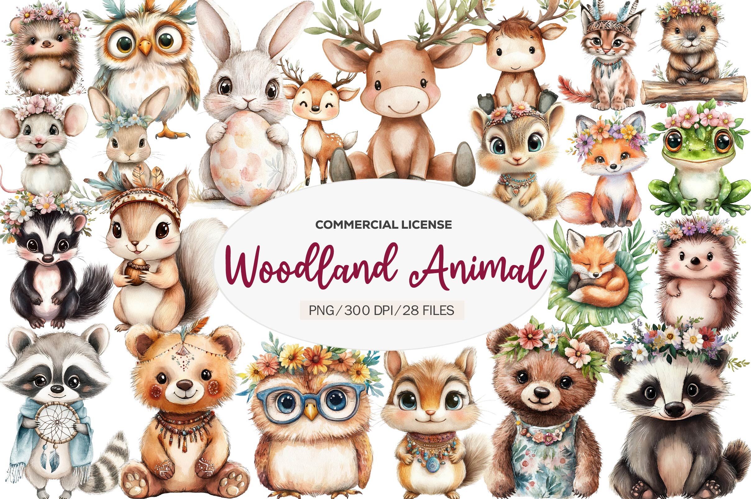 Boho Woodland Animal Baby Animals Clipart Bundle - CraftNest - Digital Crafting and Art