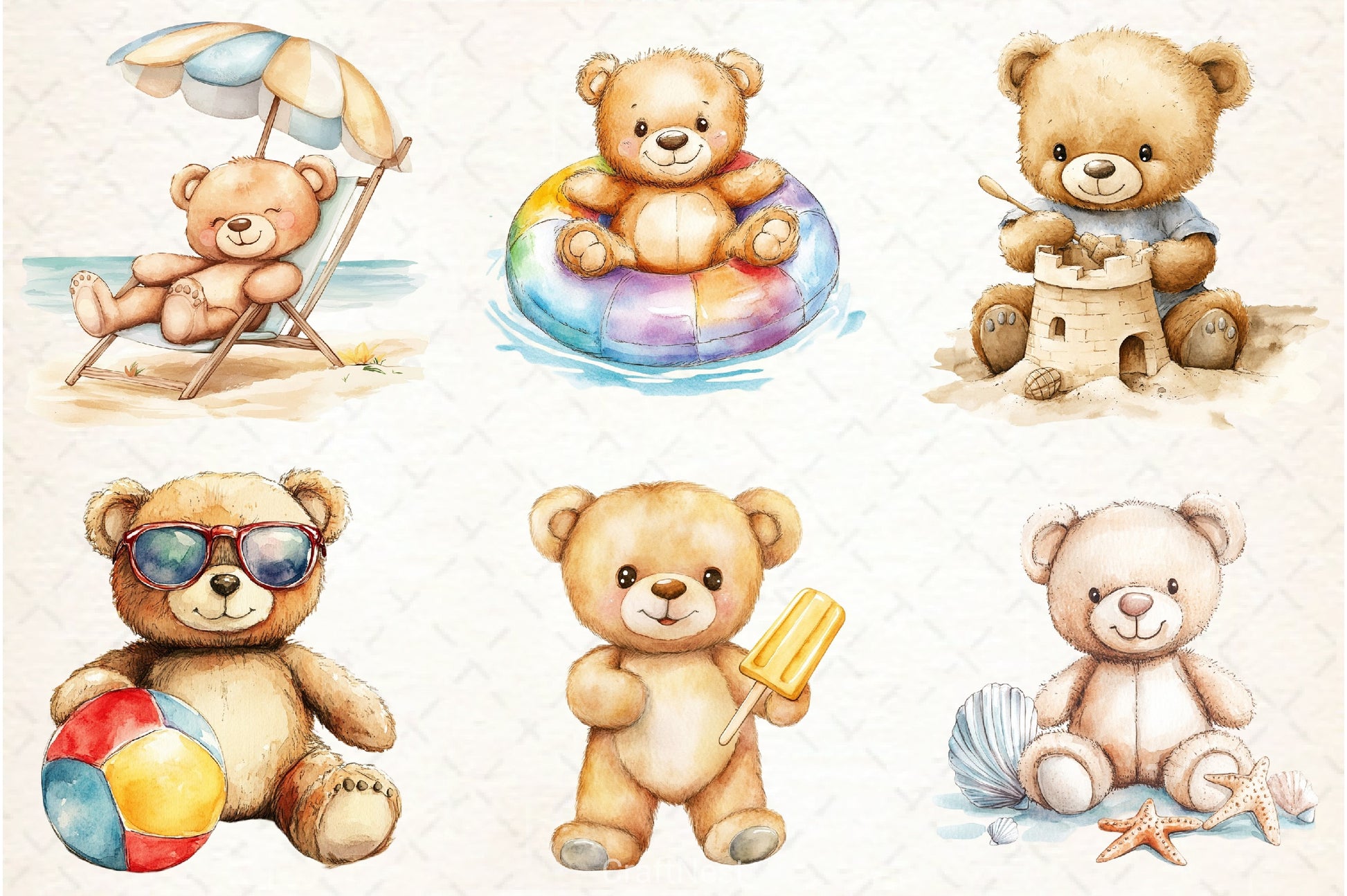 Summer Teddy Bear Clipart Bundle 3 - CraftNest - Digital Crafting and Art