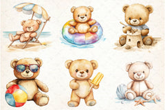 Summer Teddy Bear Clipart Bundle 3 - CraftNest - Digital Crafting and Art