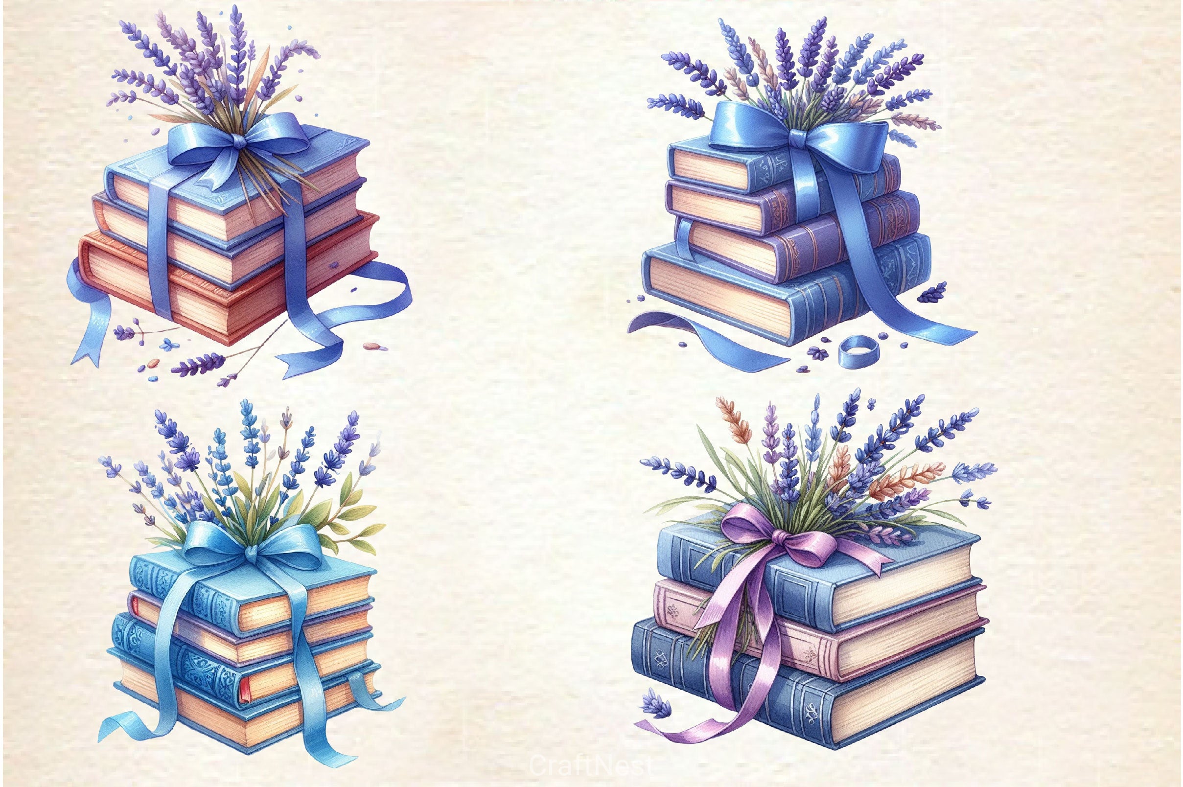 Summer Lavender Books Clipart Bundle - CraftNest - Digital Crafting and Art