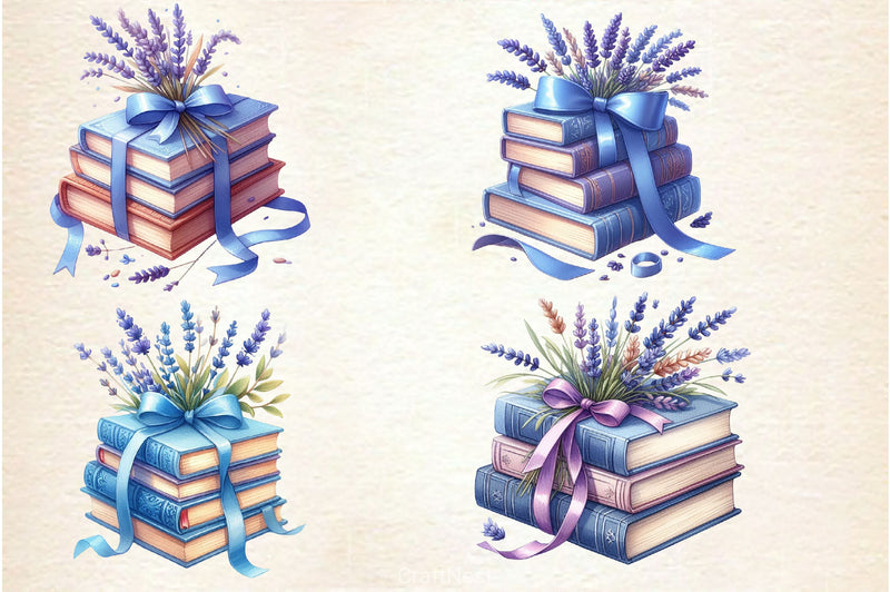 Summer Lavender Books Clipart Bundle - CraftNest - Digital Crafting and Art