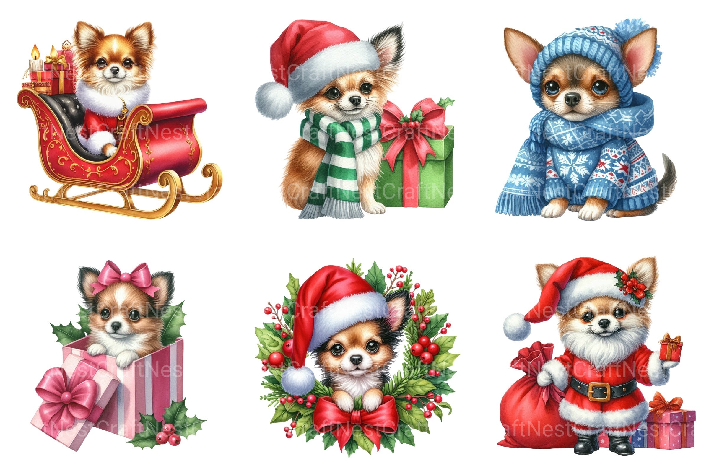Christmas Chihuahua Clipart - CraftNest - Digital Crafting and Art