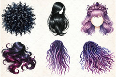 Long Natural Hair Clipart Bundle - CraftNest - Digital Crafting and Art