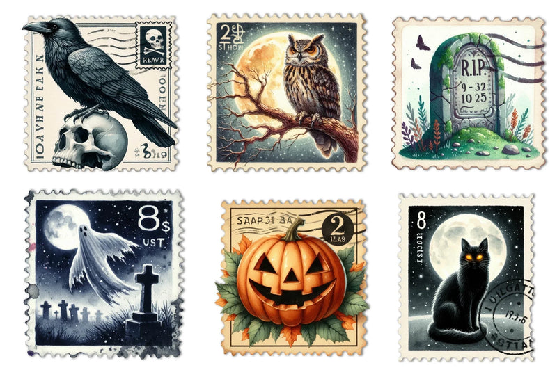 Halloween Postage Stamps Clipart Bundle - CraftNest - Digital Crafting and Art