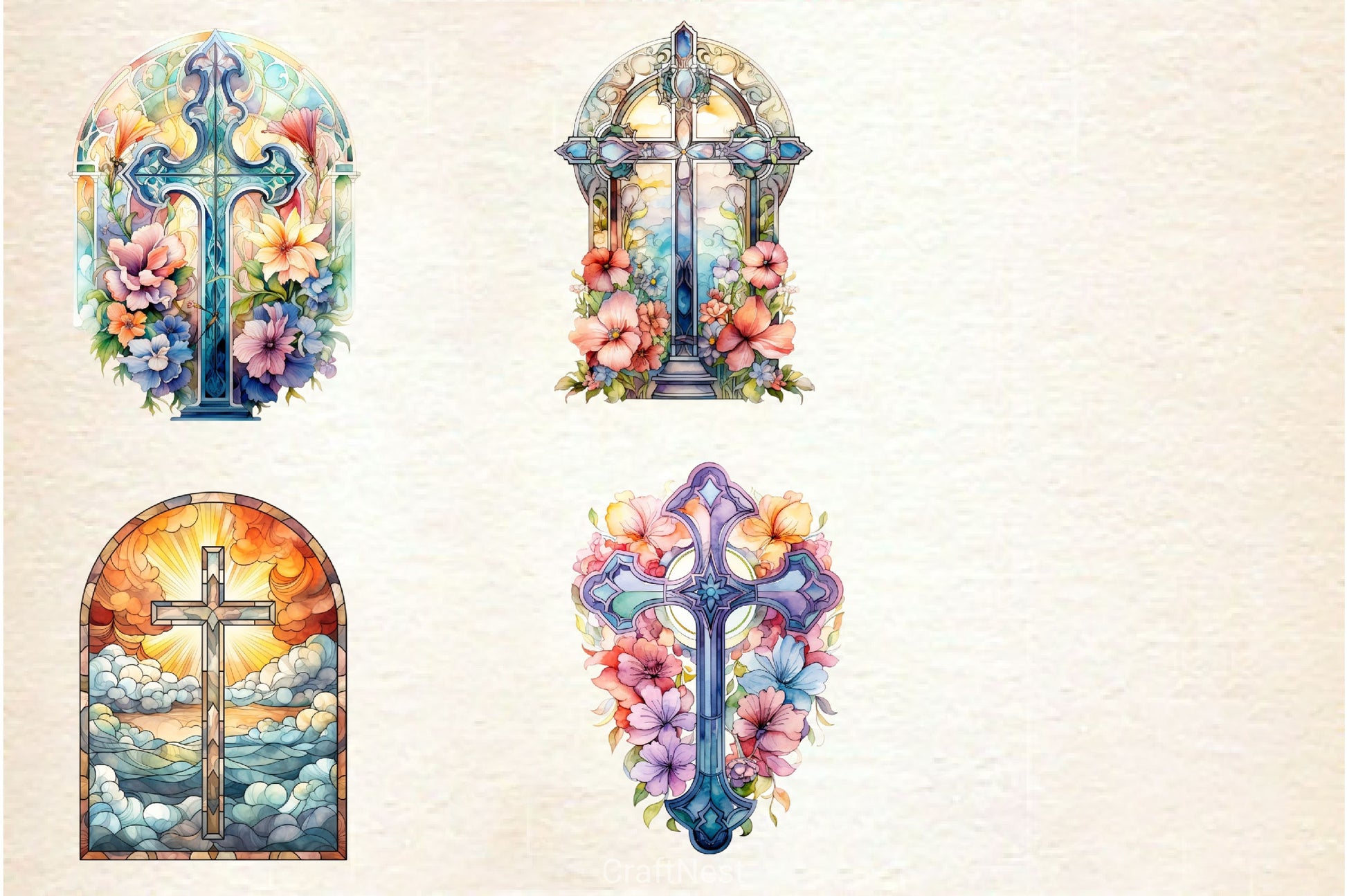 Stained Glass Easter Crosses Clipart Bundle 2 - CraftNest - Digital Crafting and Art