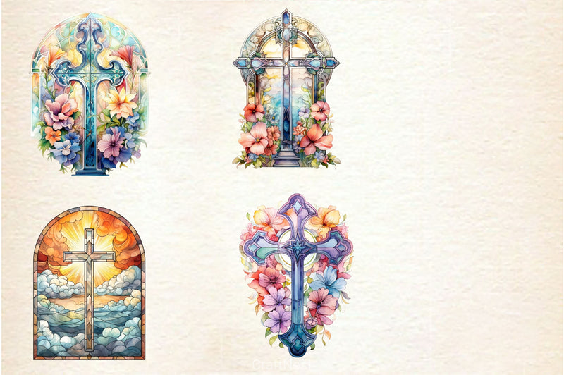 Stained Glass Easter Crosses Clipart Bundle 2 - CraftNest - Digital Crafting and Art
