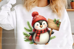 Christmas Penguin Watercolor Clipart Bundle - CraftNest - Digital Crafting and Art