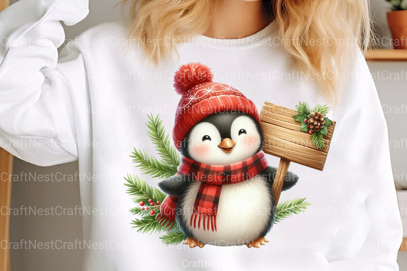 Christmas Penguin Watercolor Clipart Bundle - CraftNest - Digital Crafting and Art