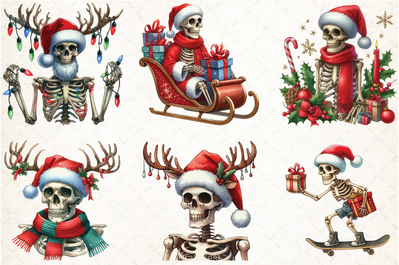 Christmas Skeletons Clipart Bundle - CraftNest - Digital Crafting and Art