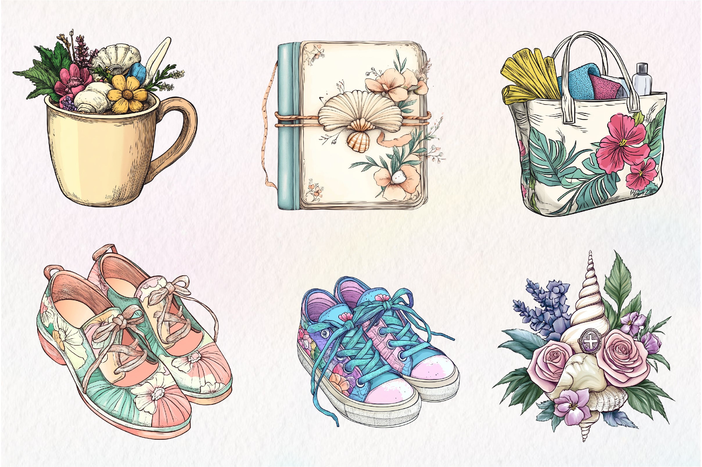 Flower Nurse Life Coquette Coastal Clipart Bundle - CraftNest - Digital Crafting and Art