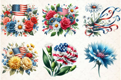 Patriotic Floral Clipart Bundle 1 - CraftNest - Digital Crafting and Art