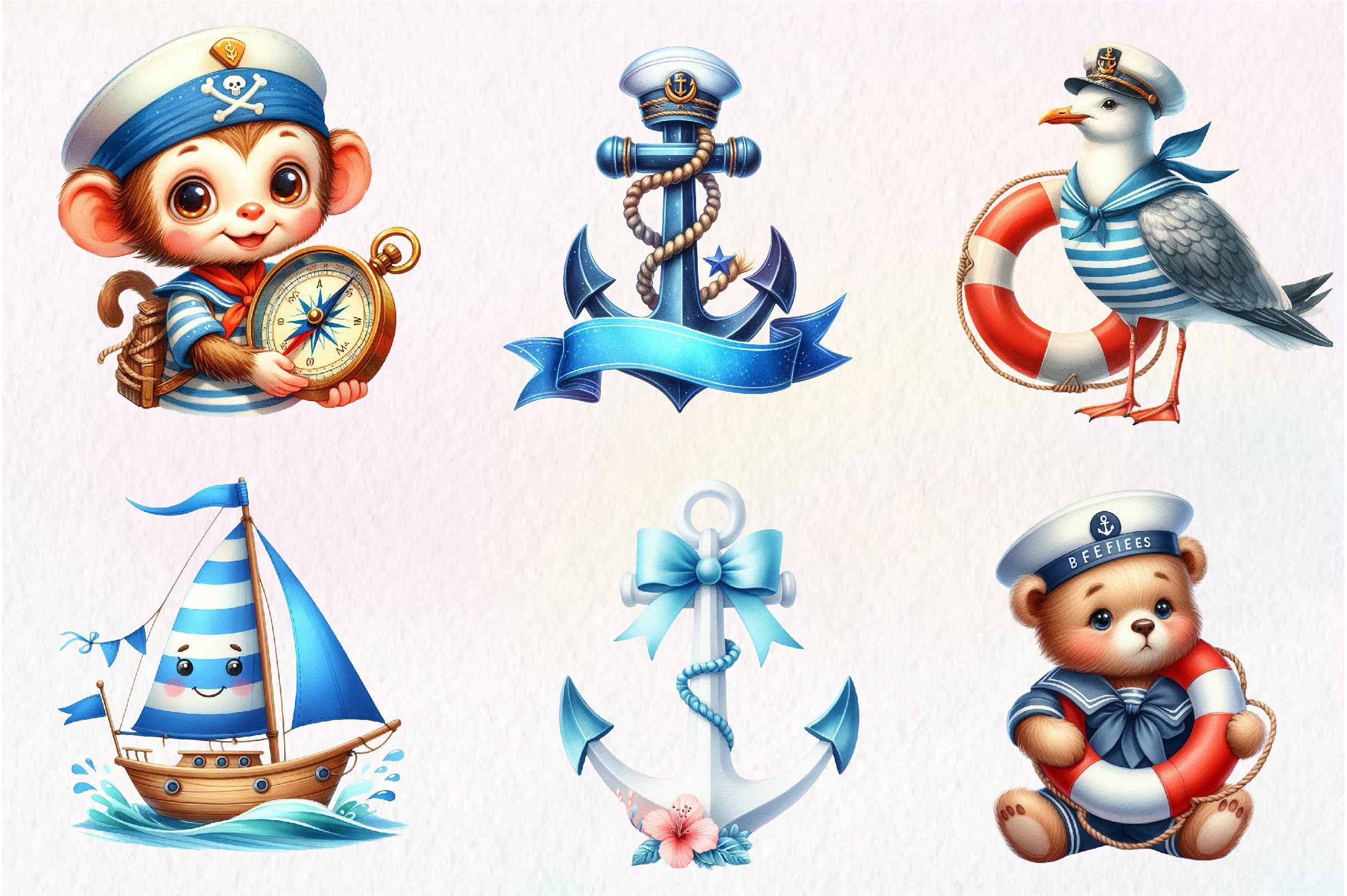 Cute Little Sailor Clipart Bundle - CraftNest - Digital Crafting and Art