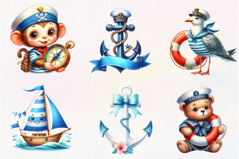 Cute Little Sailor Clipart Bundle - CraftNest - Digital Crafting and Art