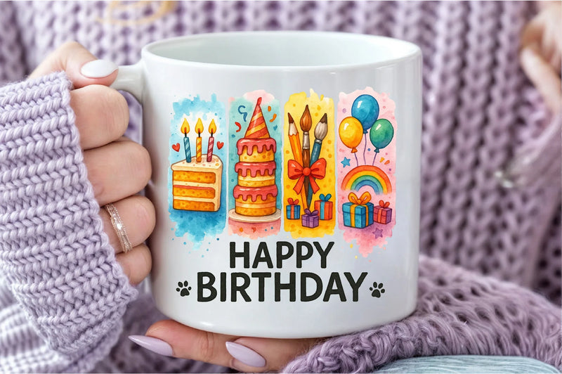 Happy Birthday Brushstroke Design Clipart Bundle - CraftNest - Digital Crafting and Art