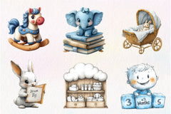 Blue Baby Boy Nursery Clipart Bundle 1 - CraftNest - Digital Crafting and Art