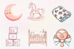 Pink Baby Girl Nursery Clipart Bundle 2 - CraftNest - Digital Crafting and Art