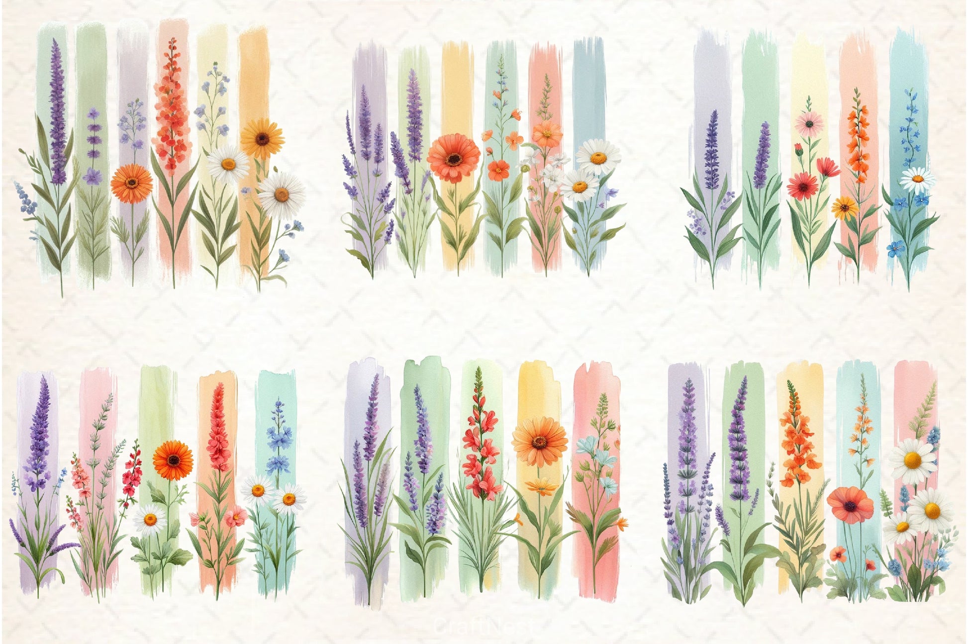 Brushstroke Christian Flower Clipart Bundle - CraftNest - Digital Crafting and Art