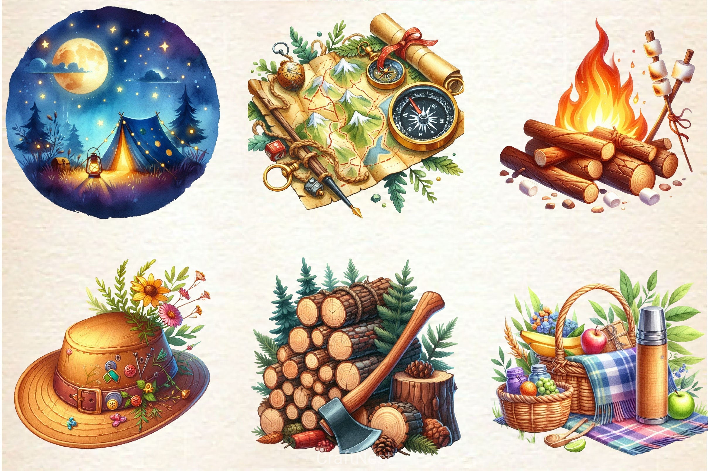 Camping Clipart Bundle 2 - CraftNest - Digital Crafting and Art