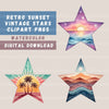 Retro Sunsets Star Clipart Bundle