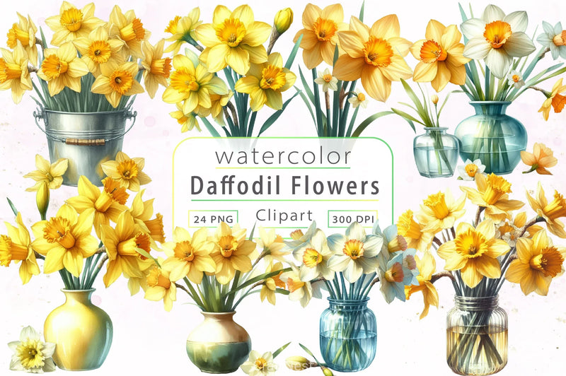 Daffodil Flowers Clipart Bundle - CraftNest - Digital Crafting and Art