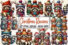 Christmas Raccoons Clipart Bundle - CraftNest - Digital Crafting and Art