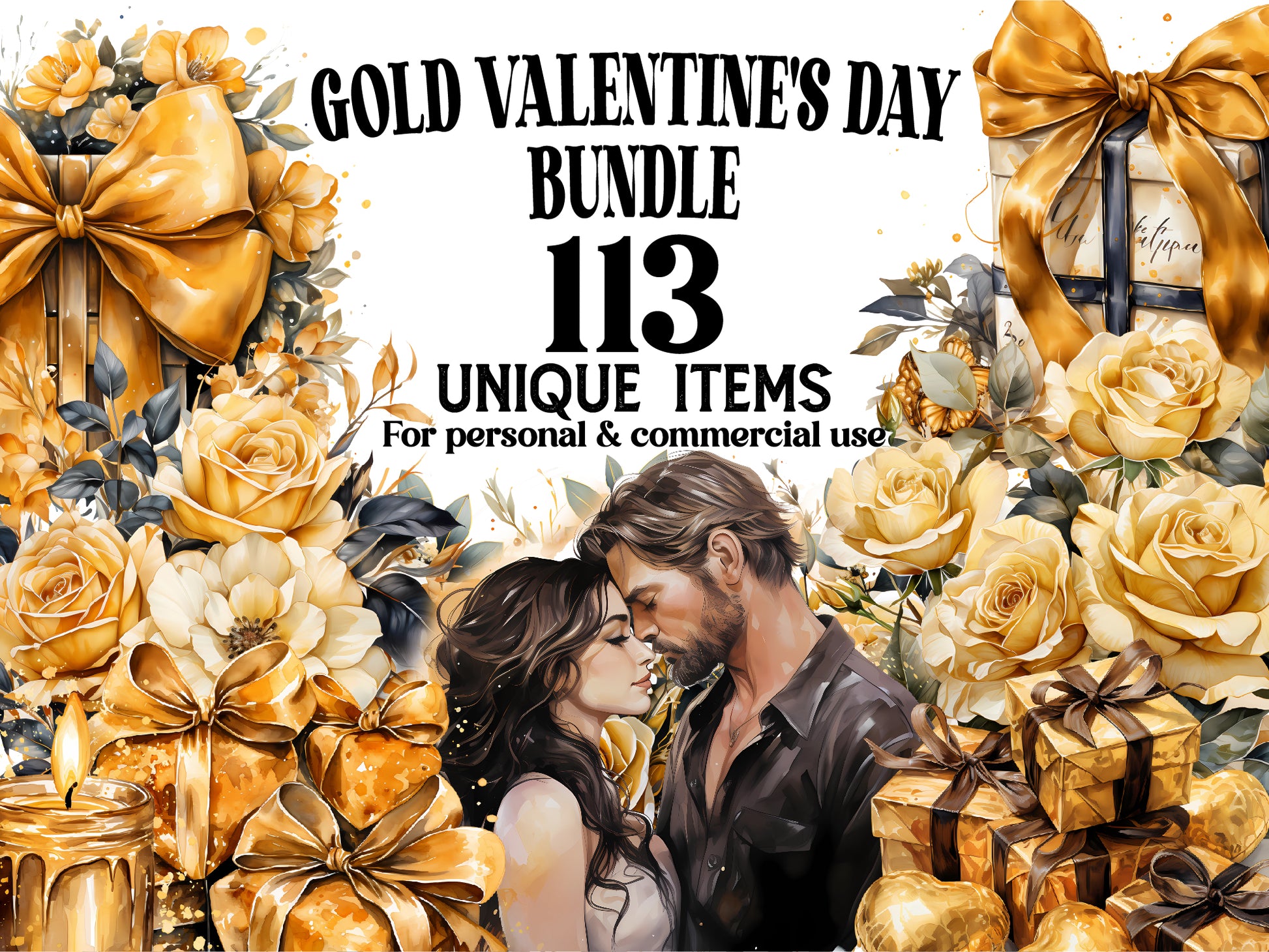 Gold Valentine Clipart - CraftNest