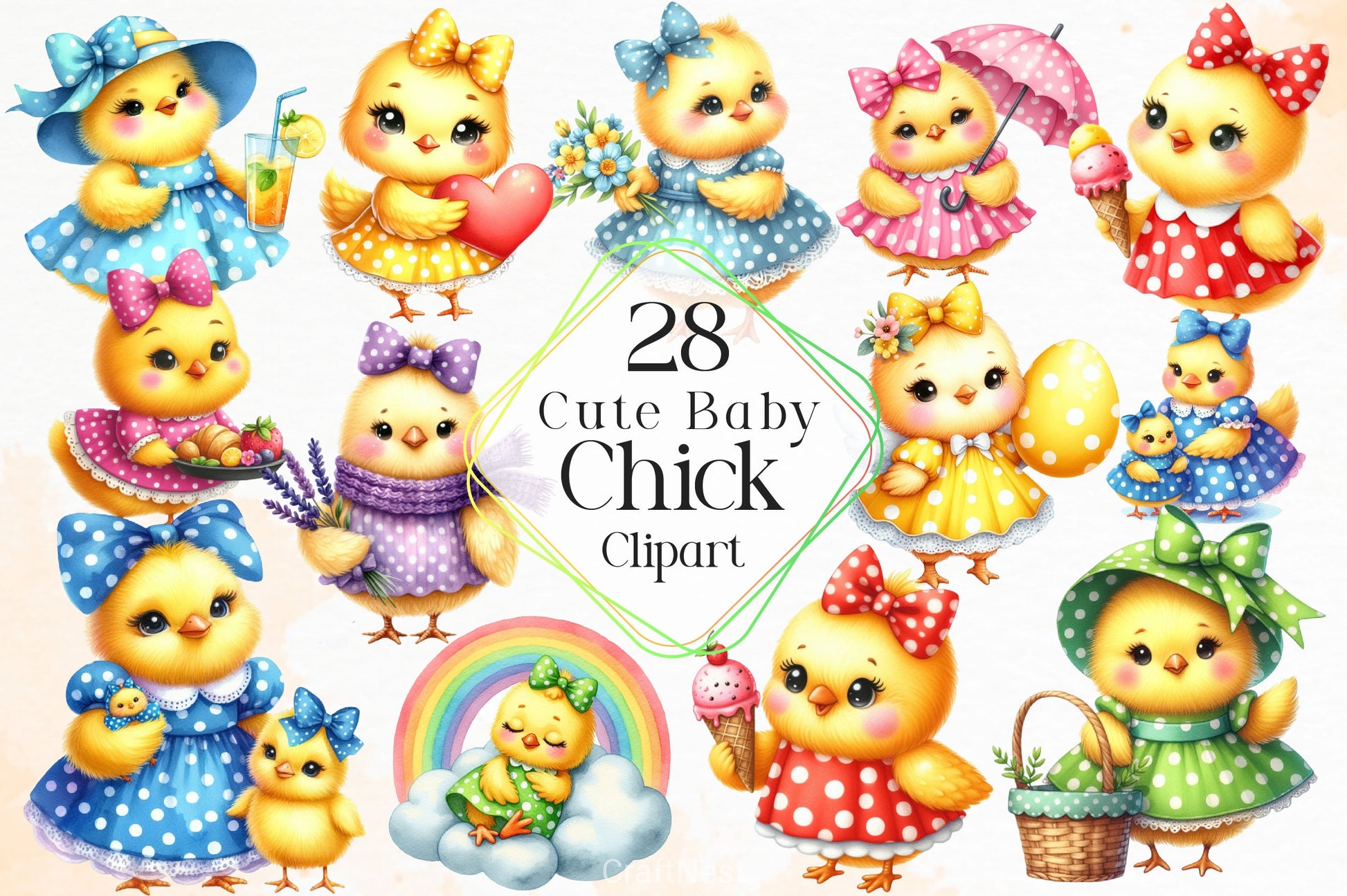 Cute Baby Chick Clipart Bundle - CraftNest - Digital Crafting and Art
