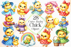 Cute Baby Chick Clipart Bundle - CraftNest - Digital Crafting and Art