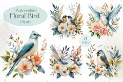 Floral Bird Clipart Bundle - CraftNest - Digital Crafting and Art