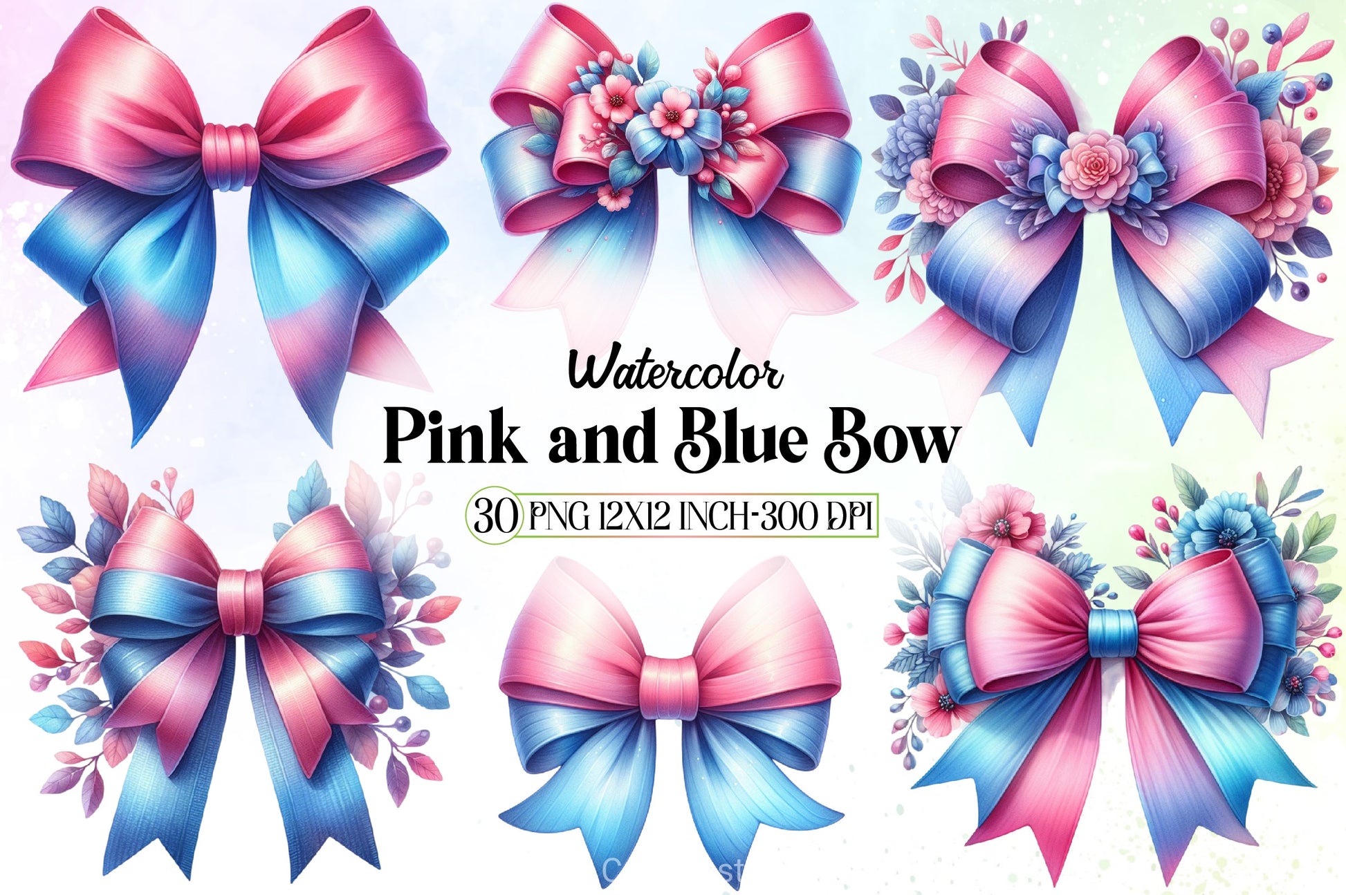 Pink & Blue Bow Clipart Bundle - CraftNest - Digital Crafting and Art