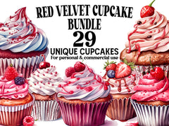 Red Velvet Cupcakes Clipart - CraftNest