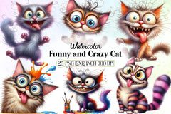 Funny Crazy Cat Clipart Bundle - CraftNest - Digital Crafting and Art