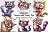 Funny Crazy Cat Clipart Bundle