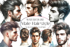 Male Hairstyle Clipart Bundle - CraftNest - Digital Crafting and Art