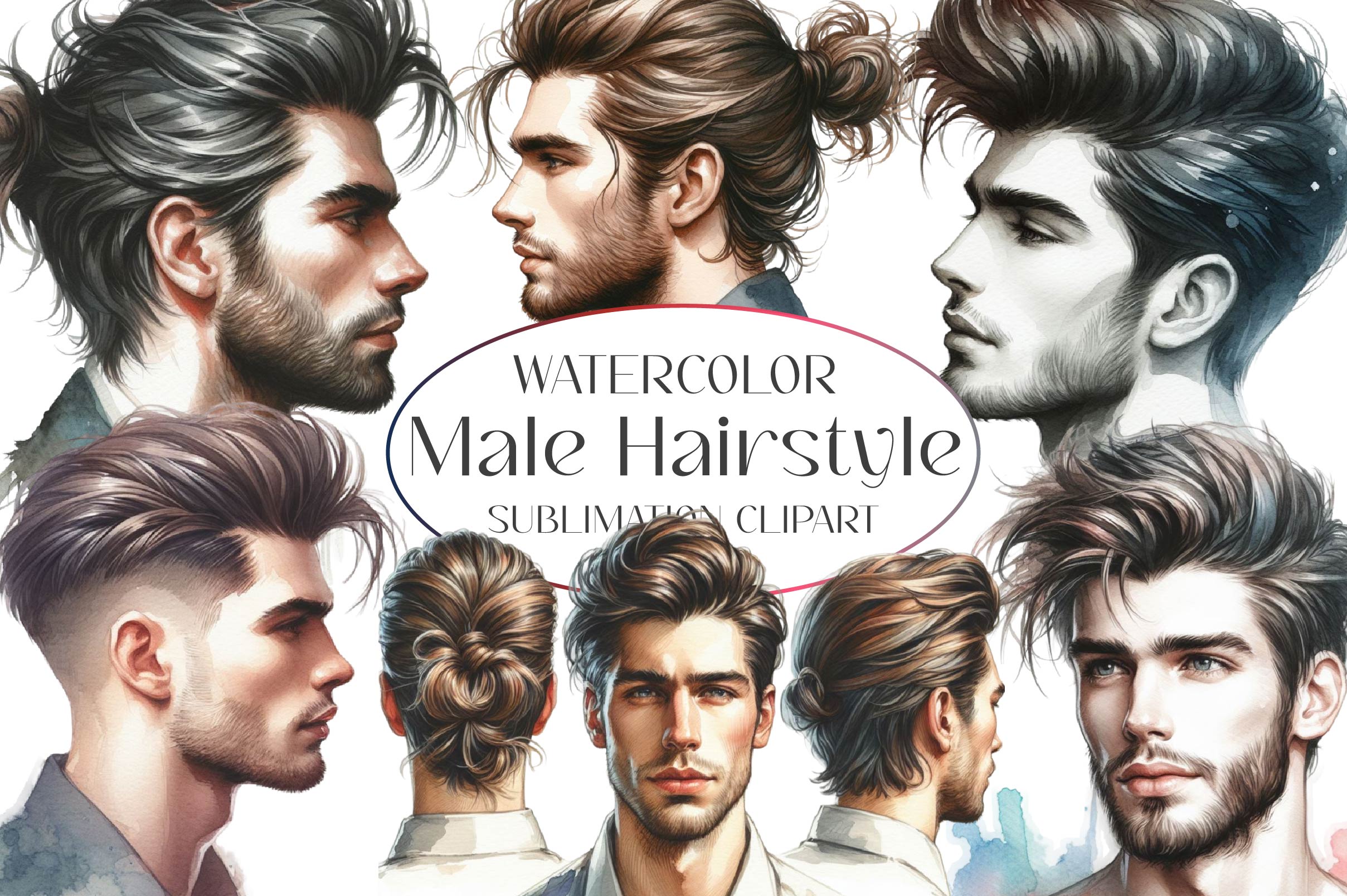 Male Hairstyle Clipart Bundle - CraftNest - Digital Crafting and Art