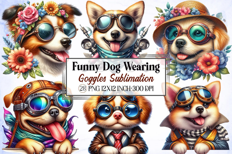 Funny Dog Goggles Clipart Bundle - CraftNest - Digital Crafting and Art