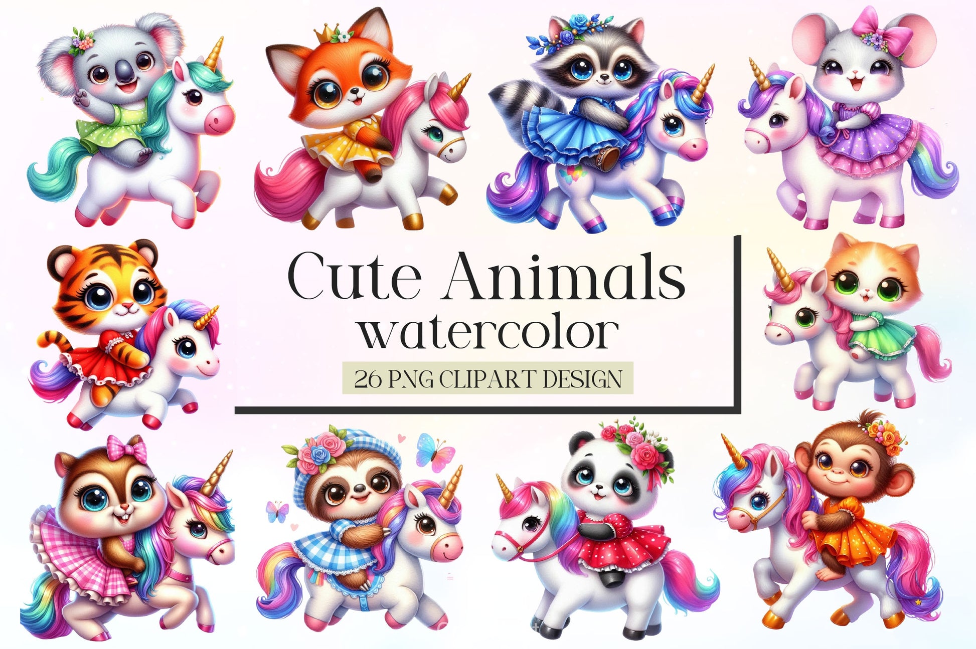 Cute Animals Clipart Bundle 6 - CraftNest - Digital Crafting and Art