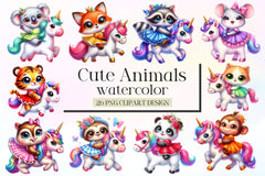 Cute Animals Clipart Bundle 6 - CraftNest - Digital Crafting and Art