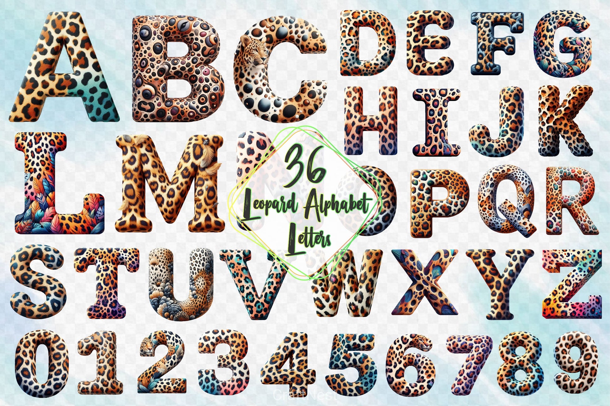 Leopard Alphabet Clipart Bundle - CraftNest - Digital Crafting and Art